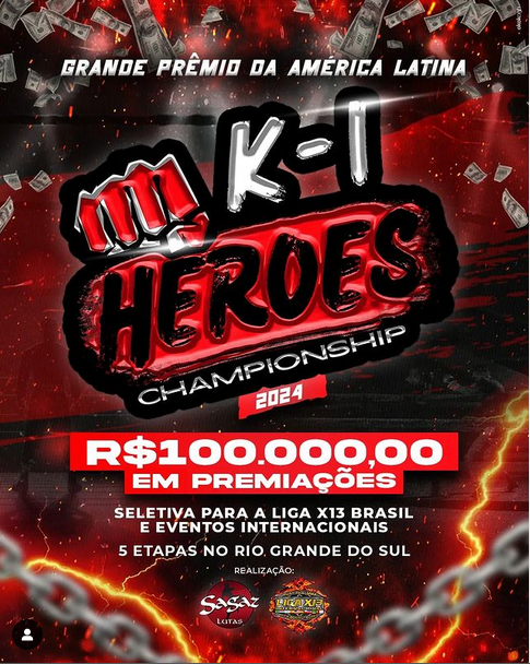 K-1 Heroes Championship oferecerá R$100.000,00 em premiações em 2024